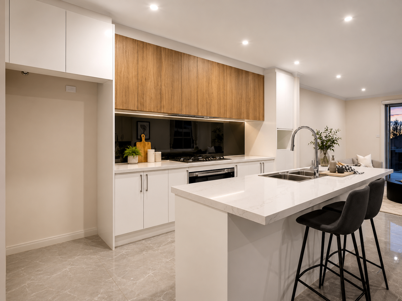 Modern kitchen in Estate on Enfield, a Luxe-managed holiday home in Enfield, Adelaide