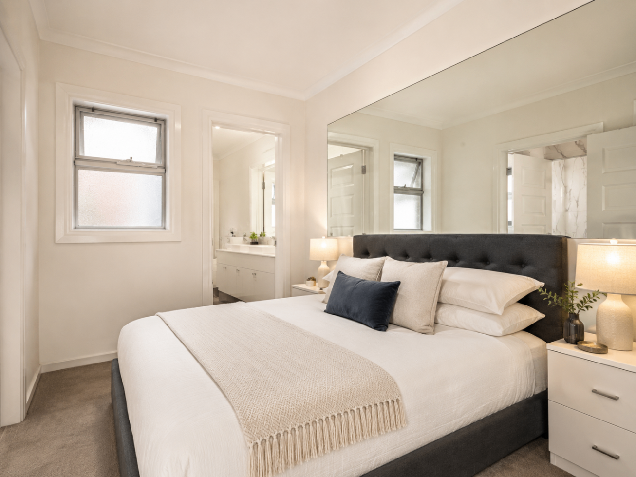 Master bedroom of Comfort at Clearview, a professionally managed short-stay rental in Clearview, Adelaide