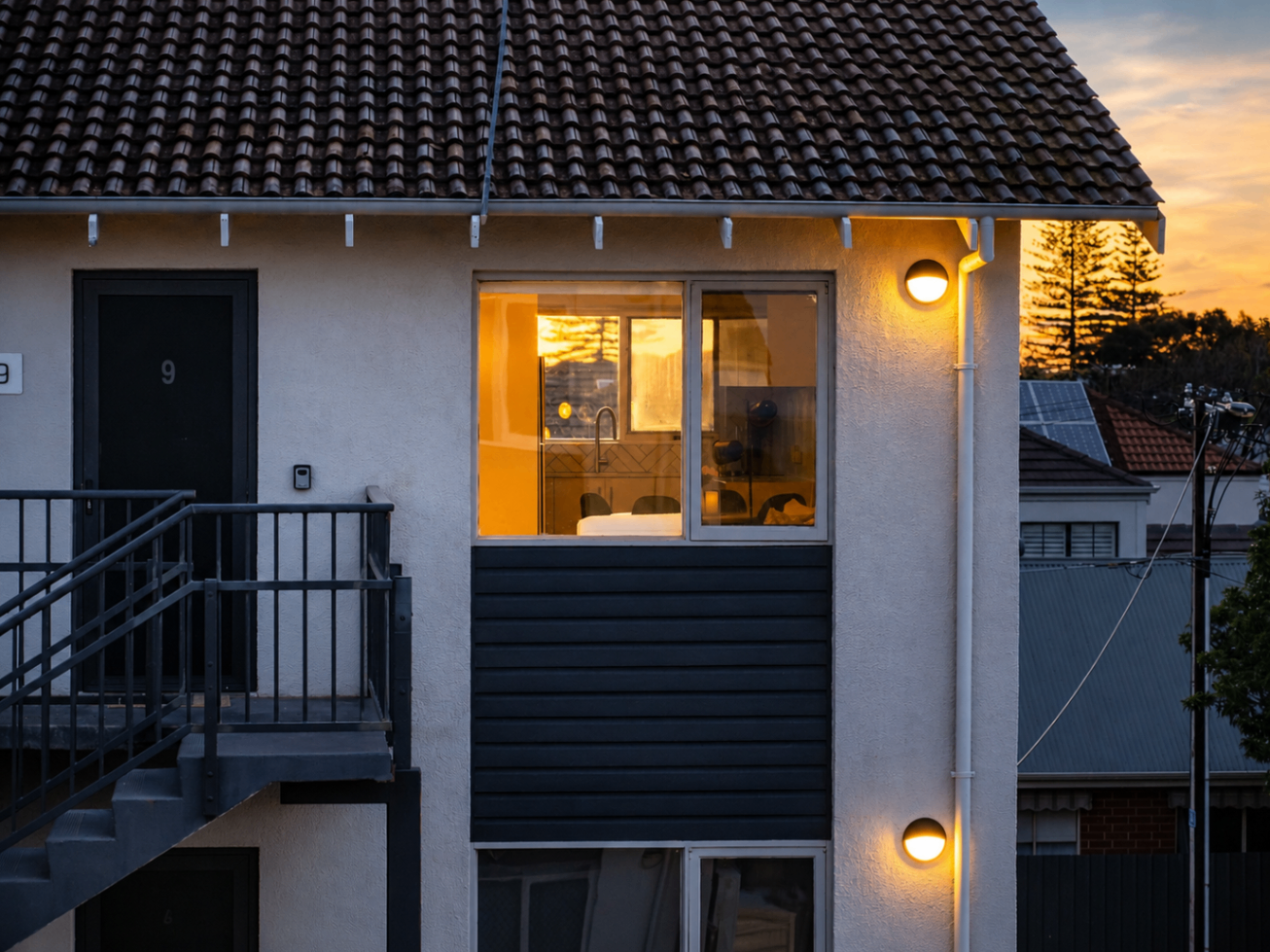 Beachside exterior of Getaway at Glenelg, a Luxe-managed holiday home in Glenelg, Adelaide